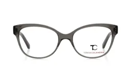 Armazón para lentes de acetato color gris, de la marca T.Calandra, modelo C19Z/51, con forma de ojo de gato.