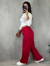 Pantalón de jogging gris melange, de corte amplio y cintura elástica.