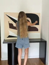 Short de jean celeste, de tiro alto y corte semi baggy.