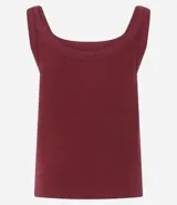 Blusa musculosa de ribana color blanco, con escote en U.