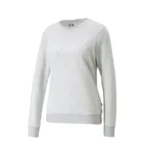 Buzo Puma de mujer color gris con logo estampado en el frente, cuello redondo y mangas largas.