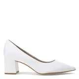 Zapato de tacón medio Bottero, color blanco, con punta fina y diseño clásico de corte cerrado.