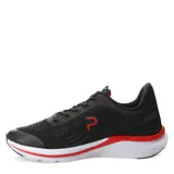 Championes deportivos Push modelo Patrick, color negro con detalles en rojo y suela blanca. Presentan diseño de malla transpirable, cierre con cordones y refuerzos en la puntera y talón.