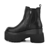 Botas negras de cuero sintético con plataforma y elástico lateral.