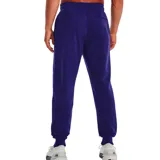 Pantalón de jogging Under Armour para hombre, color azul marino, con cintura elástica ajustable con cordón y logo pequeño en amarillo.