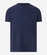 Remera masculina de manga corta y cuello redondo, confeccionada en tejido rib con textura atercipelada y acabado acanalado.