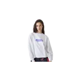 Remera de manga larga blanca con múltiples estampados rectangulares a color en la espalda.