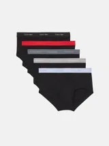 Pack de cinco slips de algodón regenerativo con cintura elástica distintiva de la marca Calvin Klein.