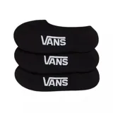 Pack de tres pares de medias invisibles Vans de color negro, con el logotipo de la marca impreso en blanco en la parte superior.