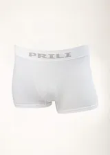 Boxer de microfibra liso color fucsia, sin costuras, con elástico en la cintura con la marca Prili en color plateado.