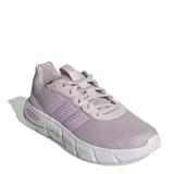Championes de running Adidas Cloudfoam Flex, color lila con detalles en tonos rosados. Presentan una parte superior de malla transpirable, las icónicas tres bandas laterales y una suela de espuma blanca que proporciona amortiguación y flexibilidad.