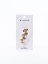Broche para el pelo con diseño de hojas doradas texturizadas dispuestas en forma de rama.