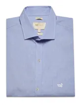 Camisa de manga larga RKF modelo Easyironit, confeccionada en popelina de algodón con diseño de cuadros finos. Presenta cuello italiano, cierre frontal con botones y bolsillo en el pecho con el logo de la marca bordado.