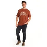 Remera color ladrillo de corte clásico con estampado de águila con texto en blanco.