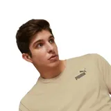 Remera Puma de manga corta, color beige claro, con cuello redondo y el logo de Puma estampado en pequeño en el pecho.