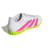 Championes de fútbol Adidas Predator Club TF, color blanco con detalles en rosa y verde, para hombre.
