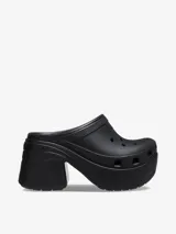 Zuecos Crocs Siren Clog color negro con plataforma y tacón alto.