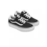Championes Vans modelo Brooklyn Ls Platform de color negro con detalles en blanco, diseño de plataforma y la característica franja lateral Sidestripe.