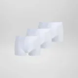 Pack de tres boxers blancos lisos con cintura elástica.