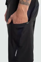 Short de baño O'Neill Superfreak Solid, color negro, de diseño técnico con cintura fija y cordón de ajuste.