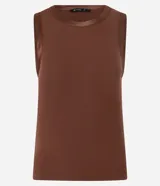 Blusa sin mangas de Cortelle, color negro, de corte ajustado y diseño liso, con detalle de ribete satinado en el cuello y las sisas.