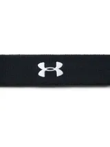 Vincha deportiva Under Armour Performance Headband color negro con el logotipo de la marca bordado en color blanco en el centro.