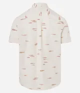 Camisa de manga corta con cuello inglés y estampado de espinas de pez.