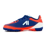 Championes de fútbol Austral modelo Blast TF, diseño en color azul con detalles en naranja y blanco, con suela con tapones multitaco ideales para césped sintético.