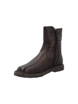 Botín de cuero marrón RKF modelo Apulia, con puntera redonda, caña media y detalle de hebilla metálica ajustable en el lateral superior.