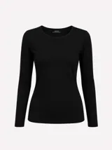 Camiseta de manga larga con cuello redondo, confeccionada en tejido de punto acanalado.