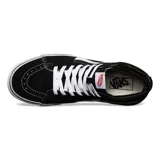 Championes Vans SK8-Hi negros con detalles en blanco, de caña alta y estilo clásico de skate.