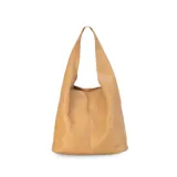Cartera de hombro tipo hobo en símil cuero color negro, de diseño amplio y correa integrada.