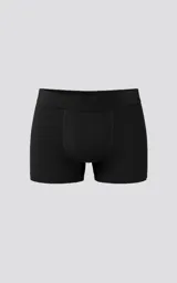 Boxer corto de algodón con lycra, color negro, con cintura elástica con logo grabado.