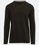 Buzo negro de algodón con cuello redondo y mangas largas.