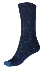 Medias gris melange con diseño estampado de pequeñas carpas en color azul y punteras en tono celeste.