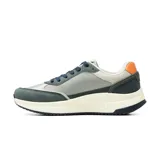 Championes deportivos American Sport modelo Jaume de estilo urbano, con combinacion de tonos gris, azul marino y detalles en naranja. Cuentan con capellada de malla transpirable, refuerzos sinteticos, cordonera tradicional y suela chunky de goma blanca con estrias.