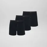 Pack de tres boxers negros lisos con cintura elástica con la inscripción 'Underwear Collection' y un botón decorativo.