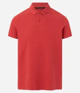 Remera polo slim negra de algodón con textura acanalada, cuello clásico con botones y mangas cortas.