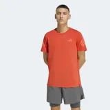 Remera deportiva Adidas de running con tecnología Climacool para mayor transpirabilidad. Presenta cuello redondo, mangas cortas con detalle de las tres bandas y logo reflectante en el pecho.