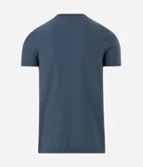 Remera masculina de tricot liso color beige, con corte slim, cuello redondo y mangas cortas.