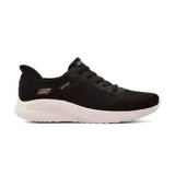 Championes deportivos Skechers Hands Free Slip-Ins Bobs Sport Squad Chaos - Current Muse, color negro con suela blanca. Capellada de knit con cordones elásticos, media suela contorneada con absorción de impactos y plantilla con amortiguación Skechers Memory Foam.