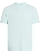Remera de algodón de corte regular, cuello redondo y mangas cortas, con micro logo de la marca bordado en el pecho.
