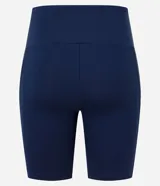 Bermuda deportiva azul de poliamida, con cintura alta y corte ajustado.