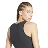 Musculosa deportiva Adidas de corte ajustado, color negro, con cuello redondo y logo de la marca estampado en el centro del pecho.