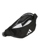 Riñonera Adidas Ess Waist Bag, de color negro, con cierre principal y bolsillo frontal con cierre. Cuenta con el logotipo de la marca impreso en blanco en el frente y correa ajustable.