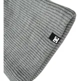 Gorro de lana DC Shoes modelo Clap, tejido en canalé color gris melange, con pequeña etiqueta con el logo de la marca en el borde inferior.
