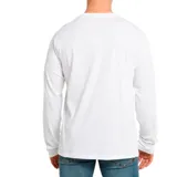 Remera blanca de manga larga con logo de Caterpillar estampado en el pecho en color negro y amarillo.