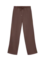 Pantalón wide leg de tiro medio y calce loose fit color negro, confeccionado en felpa con cintura elastizada y cordón de ajuste.