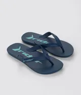 Ojotas de dedo negras con estampado del logo de Rider en verde.