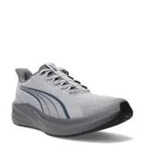 Championes de running Puma Dasher Lite Slip Tech, color gris con detalles en azul marino. Incorporan tecnología SLIPTECH para calzar sin manos, cordones elásticos y suela de goma con entresuela amortiguada.